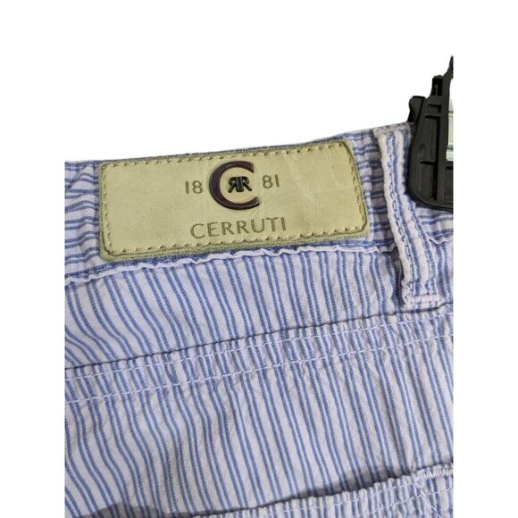 Mens Size 33 Shorts Blue Seersuck Striped Casual Bermuda Walking Pockets - Picture 3 of 9